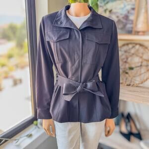 White House Black Market, Belted Safari Jacket in Black, Women’s Size Medium